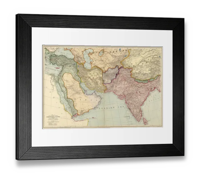 Framed Print : Countries map, Asia Framed Print : Countries map, Asia