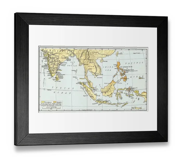 Framed Print : Portuguese Colonial Dominions Map, India, 1498, 1580, Asia Framed Print : Portuguese Colonial Dominions Map, India, 1498, 1580, Asia