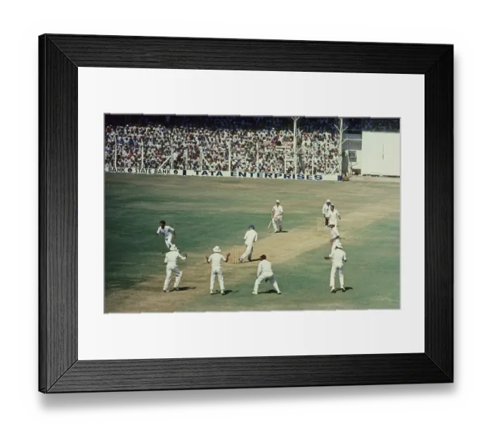 Framed Print : Cricket Match India v / s MCC Brabourne Stadium Dilley and Taylor batting 29-November-1981 Bombay India