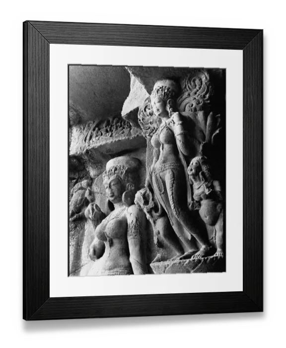 Framed Print : Ganga and Jamuna, Ellora caves, Aurangabad, Maharashtra, India, Asia, 1977, Asia