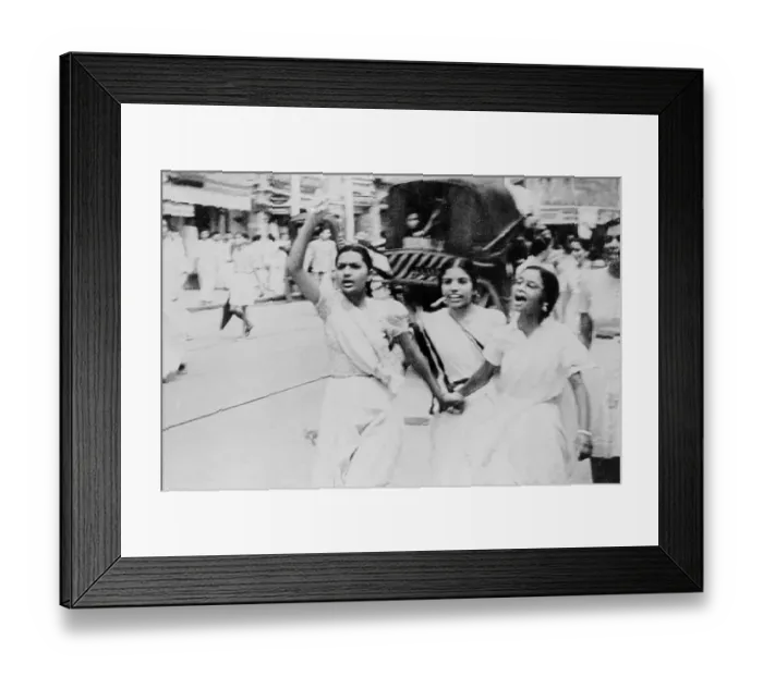 Framed Print : Three Woman protesting 1946 quit India movement