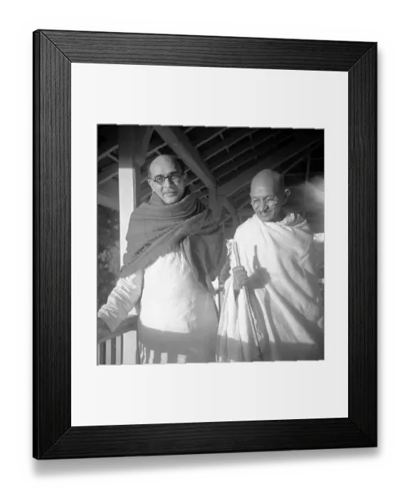 Framed Print : Mahatma Gandhi with secretary Mahadev Desai at Bardoli Gujarat, 1939