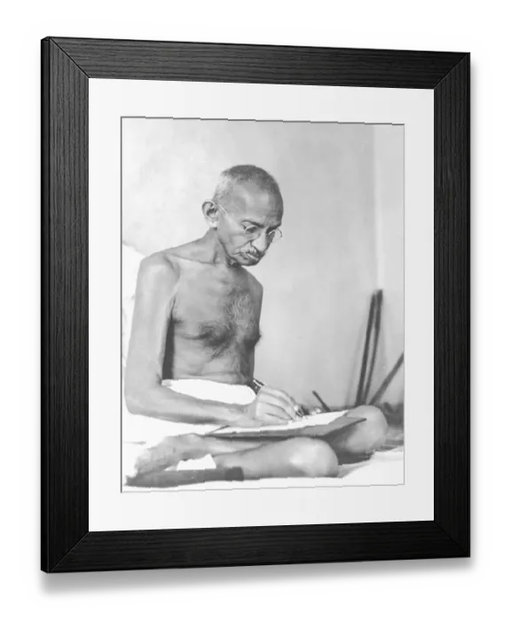 Framed Print : Mahatma Gandhi drafting a document at Birla House, Mumbai, Maharashtra, India, Asia, August 1942, Asia Framed Print : Mahatma Gandhi drafting a document at Birla House, Mumbai, Maharashtra, India, Asia, August 1942, Asia