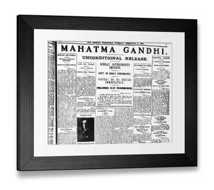 Framed Print : Front page of The Bombay Chronicle, February 5, 1924