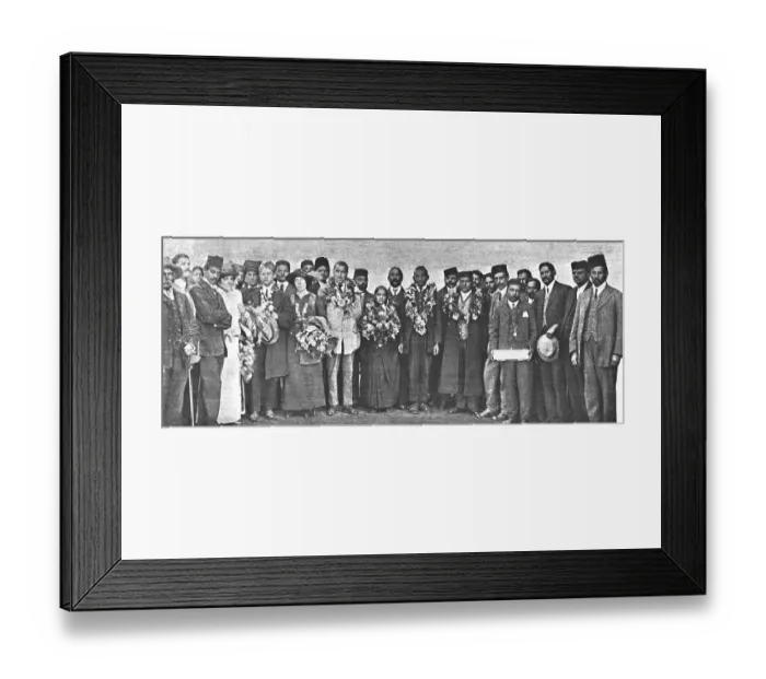 Framed Print : Farewell meeting for Dr. Hermann Kallenbach, Kasturba and Mahatma Gandhi at Cape Town, July 18, 1914