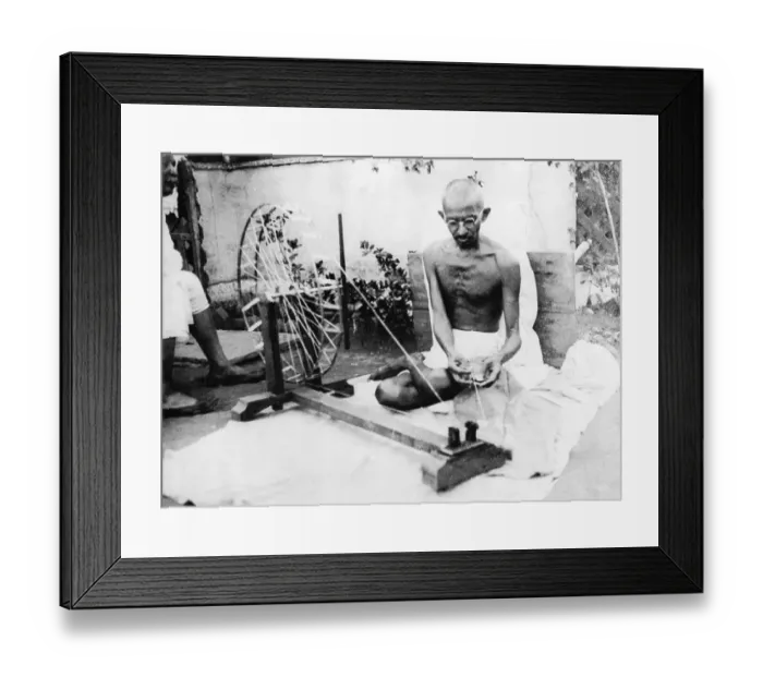 Framed Print : Mahatma Gandhi at the wheel at Sabarmati Ashram, Ahmedabad, Gujarat, India, Asia, 1925, Asia