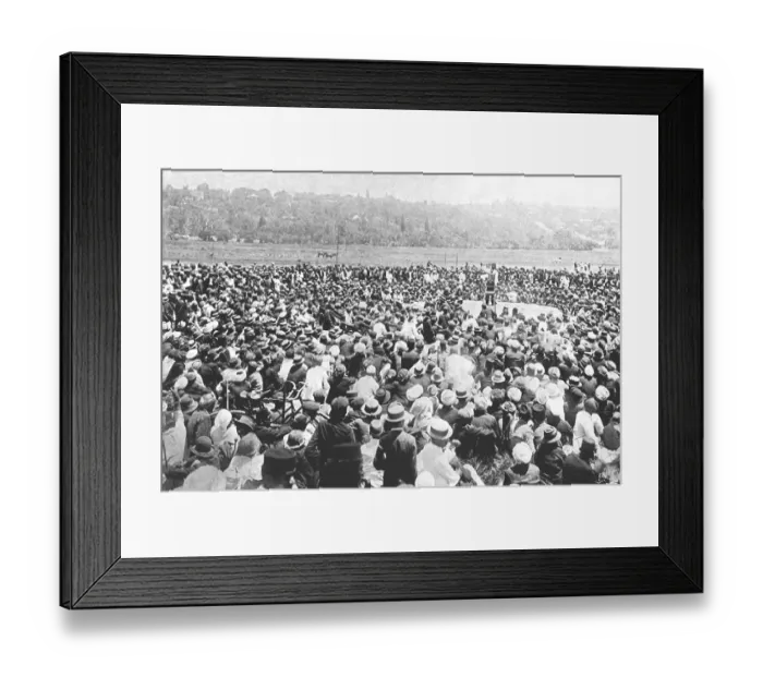 Framed Print : A mass meeting on the Durban Indian Football Ground, South Africa, during the satyagraha campaign of 1913, Africa