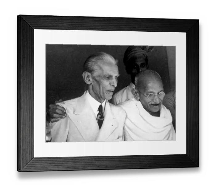 Framed Print : Mahatma gandhi meeting with muhammad ali jinnah in mumbai at maharashtra, India, Asia