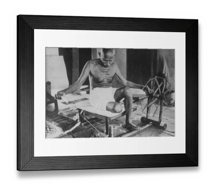Framed Print : Mahatma gandhi working on charkha, India, Asia