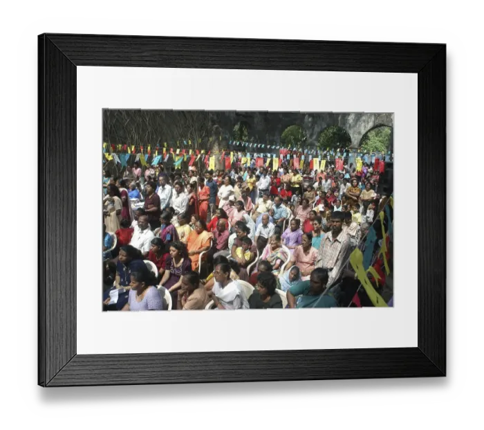 Framed Print : Thousands of Christians from Marol and around attended Holy mass organized by Parishioners of Marol Village at the Historic 500 year old St John The Baptist Church at Seepz, MIDC, Andheri (E) the western suburbs of Bombay now Mumbai, Maharashtra