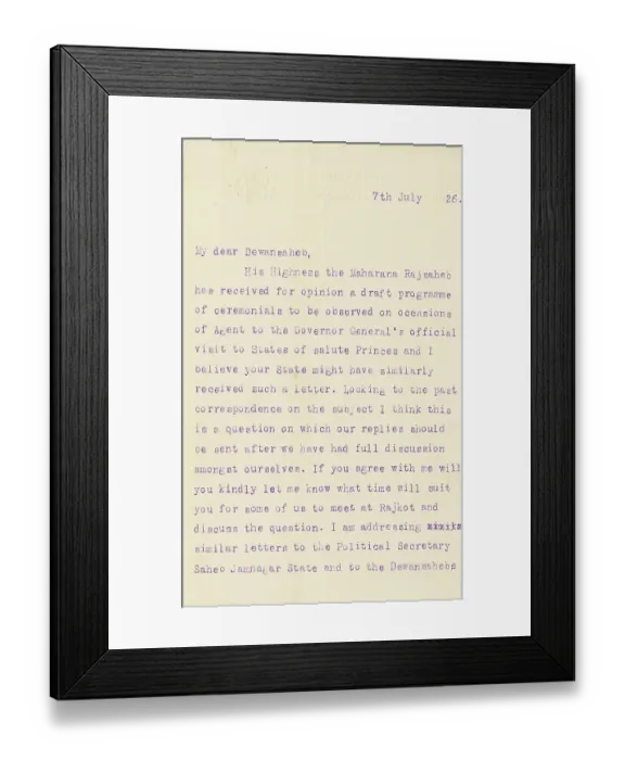 Framed Print : Letter head with royal seal or Coat of Arms7 / ix / 1926, Wankaner, Saurashtra, Gujarat, India, Asia