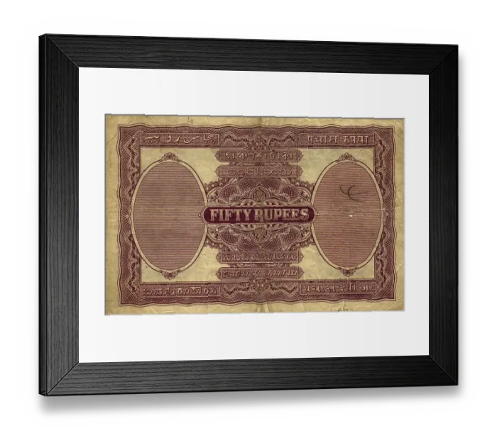 Framed Print : Rupees 50, 1930, British India, Issued at Bombay circle with the portrait of King George V, India, Asia Framed Print : Rupees 50, 1930, British India, Issued at Bombay circle with the portrait of King George V, India, Asia