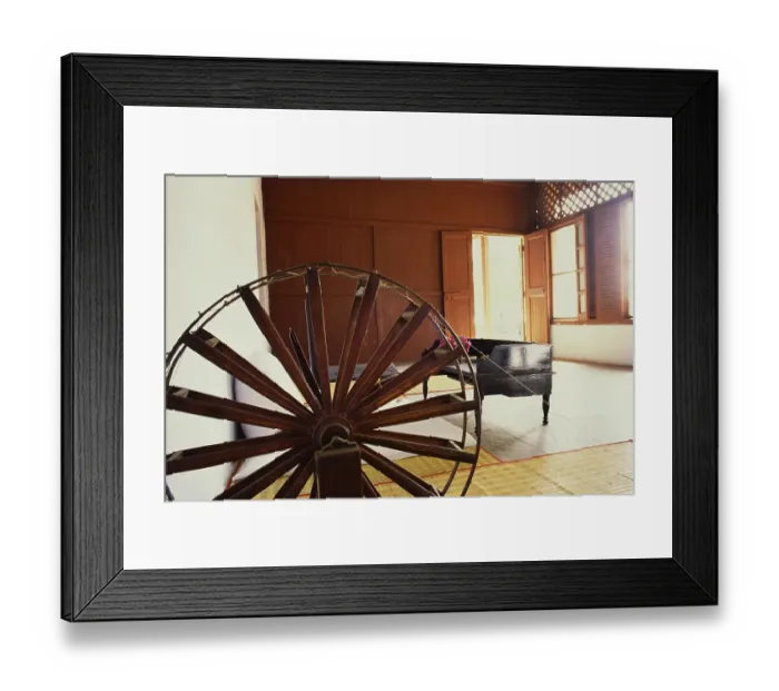 Framed Print : Mahatma Gandhi charkha in sitting room of Gandhi Ashram, Ahmedabad, Gujarat, India, Asia