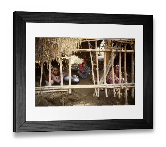 Framed Print : House destroyed in Cyclone, Orissa, India November 1999