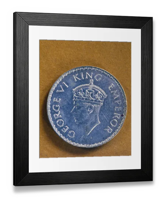 Framed Print : 1 rupees silver coin of George 6 king emperor 1940, India, Asia Framed Print : 1 rupees silver coin of George 6 king emperor 1940, India, Asia