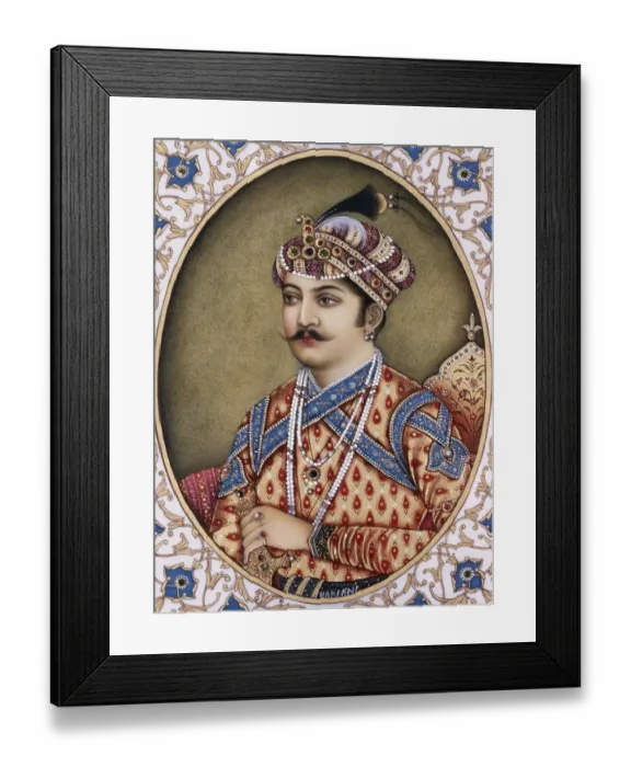 Framed Print : Miniature Painting on ivory Mughal Emperor Akbar 1956 Framed Print : Miniature Painting on ivory Mughal Emperor Akbar 1956