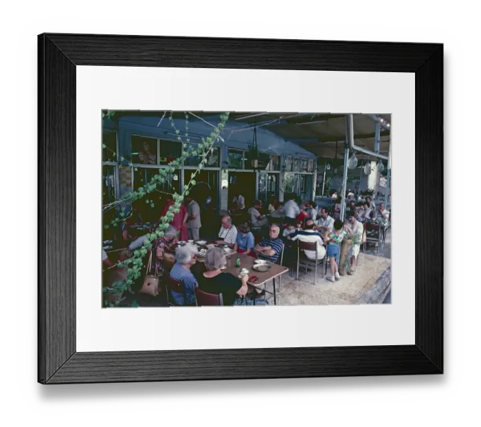 Framed Print : Guests, restaurant, near Ugarit, Syria, May 1987, vintage, retro, old, historic, Asia Framed Print : Guests, restaurant, near Ugarit, Syria, May 1987, vintage, retro, old, historic, Asia