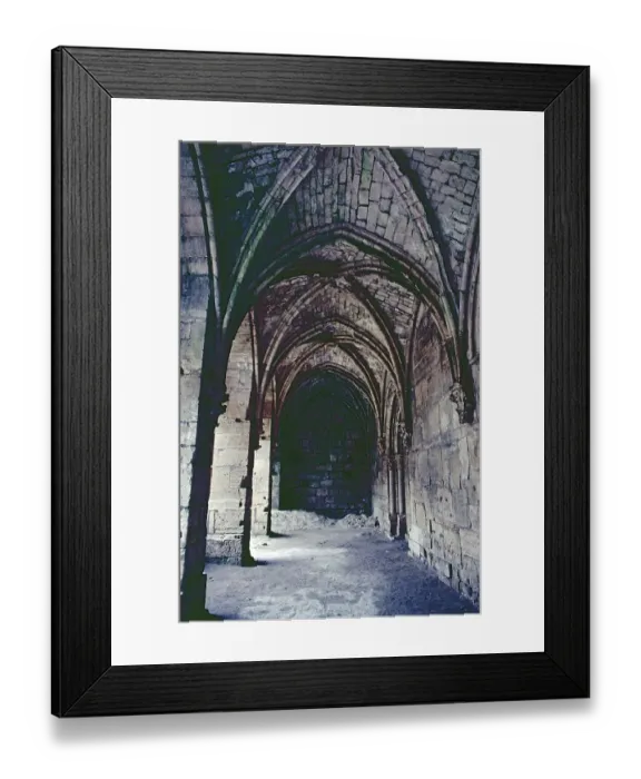 Framed Print : Vestibule of the Great Hall, interior view, cross-ribbed vault, castle, Krak des Chevaliers, Homs, Syria, May 1987, vintage, retro, old, historical, Asia