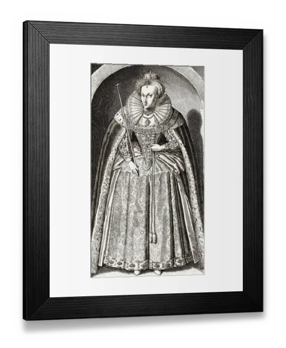 Framed Print : Anne of Denmark, 1574 - 1619, wife of James VI and I, James Charles Stuart, 1566 - 1625, King of England, digitally edited