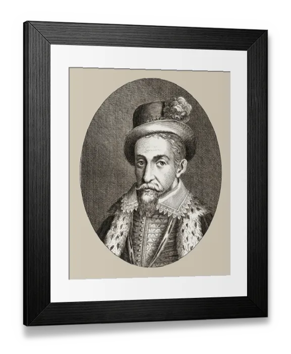 Framed Print : James VI and I, James Charles Stuart, 1566 - 1625, King of England, Scotland and Ireland, digitally edited