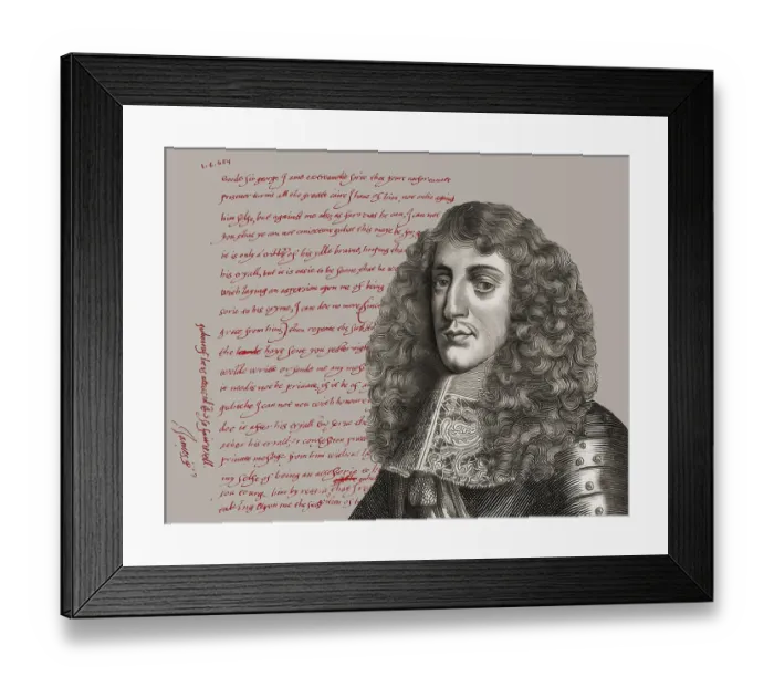 Framed Print : James VI and I, James Charles Stuart, 1566 - 1625, King of England, Scotland and Ireland, handwritten letter, digitally edited