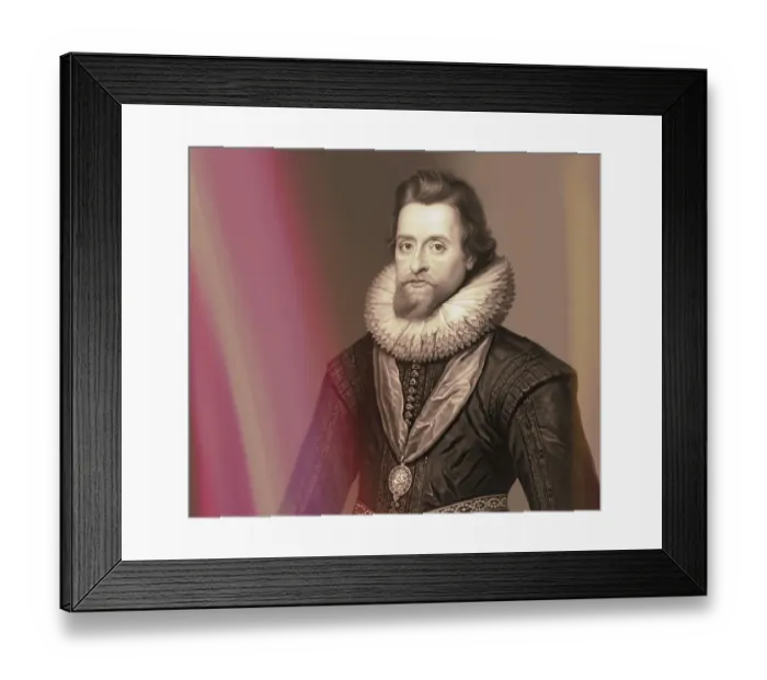 Framed Print : James VI and I, James Charles Stuart, 1566 - 1625, King of England, Scotland and Ireland, digitally edited