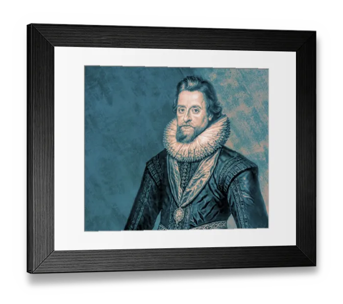 Framed Print : James VI and I, James Charles Stuart, 1566 - 1625, King of England, Scotland and Ireland, digitally edited