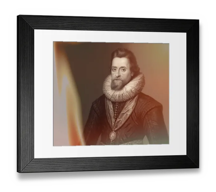 Framed Print : James VI and I, James Charles Stuart, 1566 - 1625, King of England, Scotland and Ireland, digitally edited
