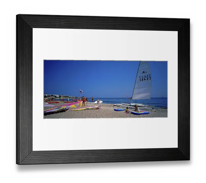 Framed Print : Beach, surf centre, catamaran, Chersonissos, Crete, Greece, Europe Framed Print : Beach, surf centre, catamaran, Chersonissos, Crete, Greece, Europe