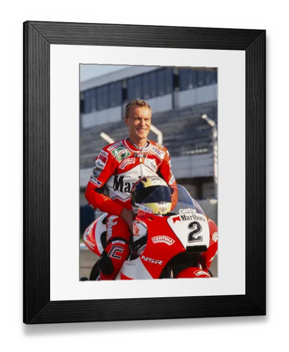 Framed Print : Ralf Waldmann (DEU), Motorsport, Honda NSR 250, Motorcycle World Championship, Nuerburgring race track race track, Germany, 1997, Europe