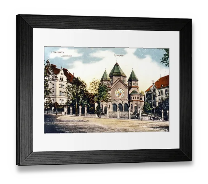 Framed Print : The synagogue, Stephansplatz with Luisenhaus, Chemnitz, around 1910, postcard, Saxony, Germany, digitally enhanced reproduction from a historical original, around 1900, public domain, Europe