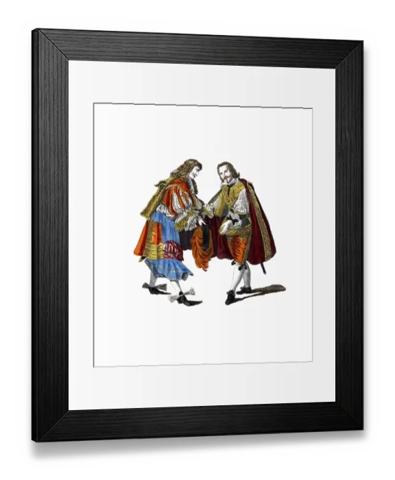 Framed Print : Historical clothing, fashion through the ages, A conference between Louis XIV, King of France, and Philip IV, King of Spain, in 1660, digitally restored reproduction of an 18th / 19th century original, exact date unknown