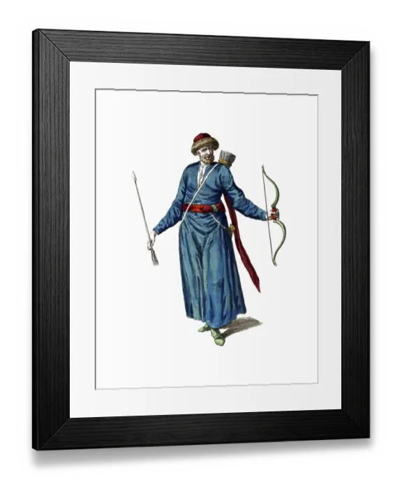 Framed Print : Historical clothing, fashion over time, traditional costume of a Tartar from the Crimea, 18th century, Russia, digitally restored reproduction of a model from the 18th / 19th century, exact date unknown