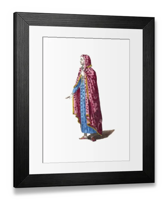Framed Print : Historical clothing, fashion over time, style of dress of a lady from India, Hindustan region, around 1700, digitally restored reproduction of an 18th / 19th century model, exact date unknown, A woman in traditional oriental dress