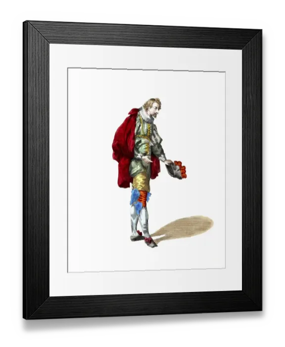 Framed Print : Historical clothing, fashion through the ages, clothing of a Spanish nobleman, around 1760, Spain, digitally restored reproduction of a model from the 18th / 19th century, exact date unknown