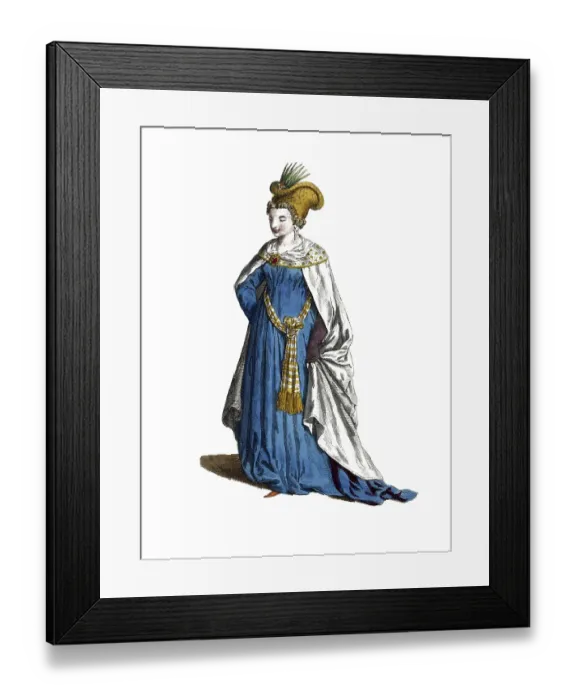 Framed Print : Historical clothing, fashion in the course of time, clothing of a bride from Thessaloniki in 1581, Greece, digitally restored reproduction of a model from the 18th / 19th century, exact date unknown