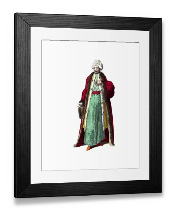 Framed Print : Historical clothing, fashion in the course of time, clothing of a Turkish nobleman in 1700, digitally restored reproduction of a model from the 18th / 19th century, exact date unknown, man in traditional clothing with red coat and fur trim Framed Print : Historical clothing, fashion in the course of time, clothing of a Turkish nobleman in 1700, digitally restored reproduction of a model from the 18th / 19th century, exact date unknown, man in traditional clothing with red coat and fur trim