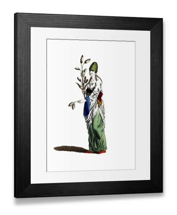 Framed Print : Historical clothing, fashion over time, traditional costume of a woman from the East Indies in 1581Indes Orientales Framed Print : Historical clothing, fashion over time, traditional costume of a woman from the East Indies in 1581Indes Orientales