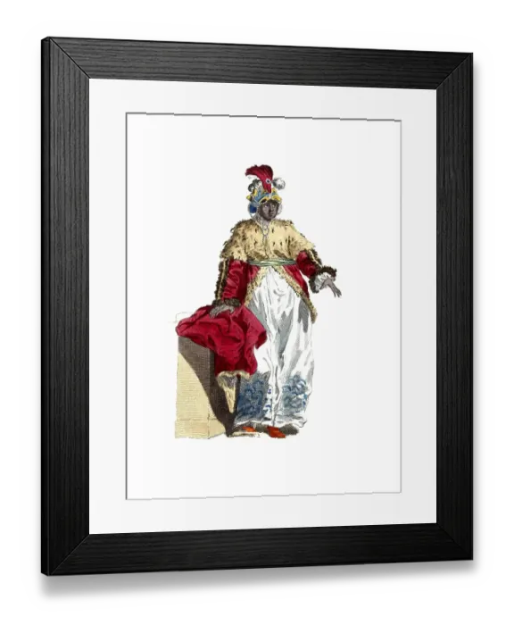 Framed Print : Historical clothing, fashion over time, style of dress of the black sultana in 1749, digitally restored reproduction of a model from the 18th / 19th century, exact date unknown, person in traditional fur-trimmed robe with red cloak Framed Print : Historical clothing, fashion over time, style of dress of the black sultana in 1749, digitally restored reproduction of a model from the 18th / 19th century, exact date unknown, person in traditional fur-trimmed robe with red cloak
