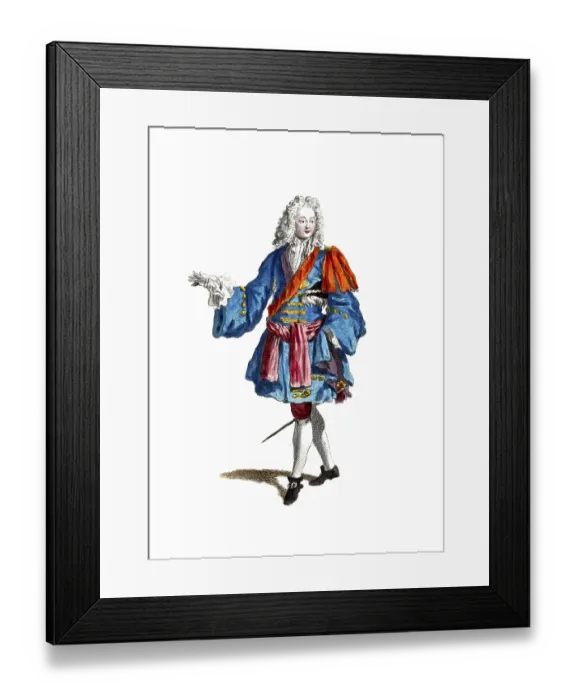 Framed Print : Historical clothing, fashion over time, clothing of the Duke of Burgundy in 1700, France, digitally restored reproduction of a model from the 18th / 19th century, exact date unknown, elegant man in baroque costume with white wig, Europe Framed Print : Historical clothing, fashion over time, clothing of the Duke of Burgundy in 1700, France, digitally restored reproduction of a model from the 18th / 19th century, exact date unknown, elegant man in baroque costume with white wig, Europe