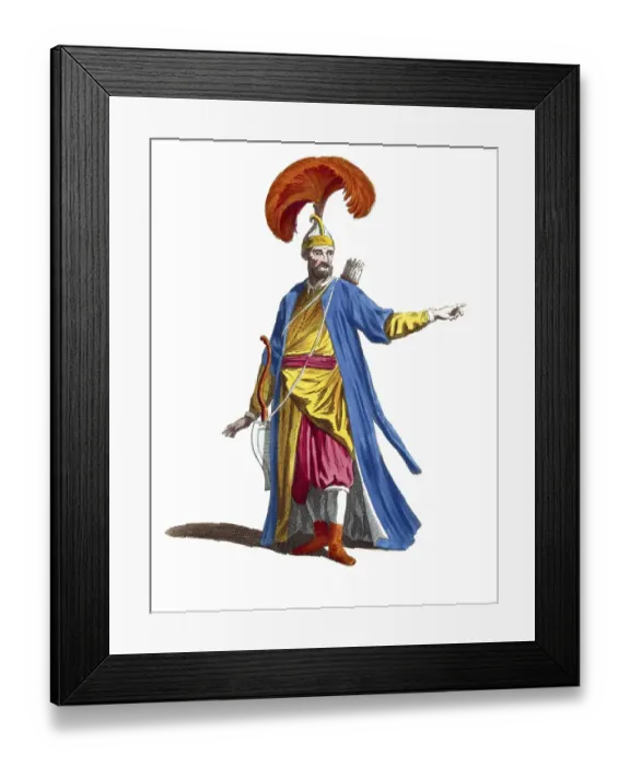 Framed Print : Historical clothing, fashion over the course of time, clothing of the bodyguard of the Grand Seignior, Emperor of the Turks, in 1700, digitally restored reproduction of a model from the 18th / 19th century, exact date unknown Framed Print : Historical clothing, fashion over the course of time, clothing of the bodyguard of the Grand Seignior, Emperor of the Turks, in 1700, digitally restored reproduction of a model from the 18th / 19th century, exact date unknown