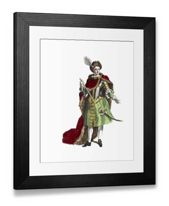 Framed Print : Historical clothing, fashion over time, clothing of the King of Poland and Elector of Saxony in 1700, digitally restored reproduction of an 18th / 19th century model, exact date unknown Framed Print : Historical clothing, fashion over time, clothing of the King of Poland and Elector of Saxony in 1700, digitally restored reproduction of an 18th / 19th century model, exact date unknown