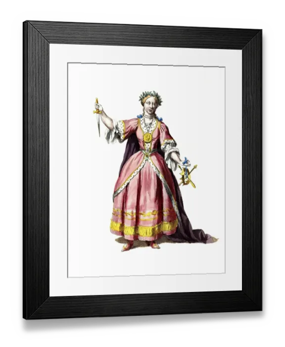 Framed Print : Historical clothing, fashion over the course of time, symbolic representation of Melpomene, one of the nine muses