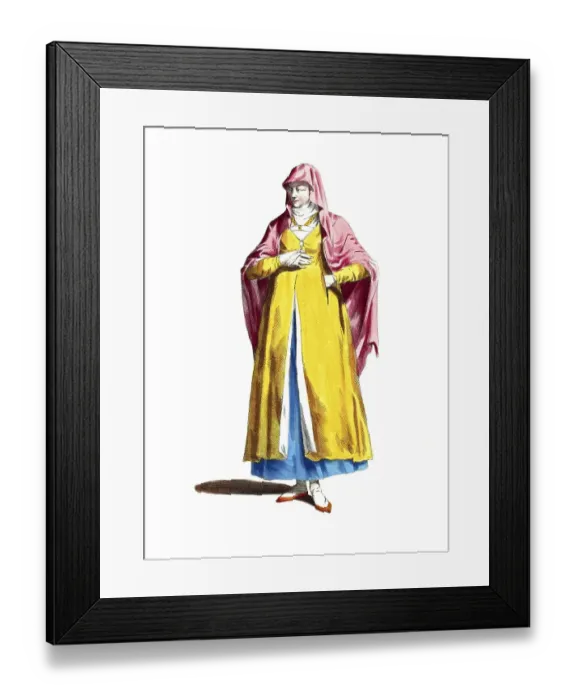Framed Print : Historical clothing, fashion over time, morning dress of a lady from the city of Pera in Natolia in 1568, Ottoman Empire, Turkey, digitally restored reproduction of an 18th / 19th century model, exact date unknown