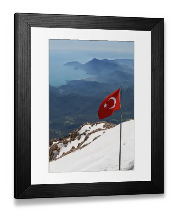 Framed Print : National flag on the mountain Tahtalı Dağı