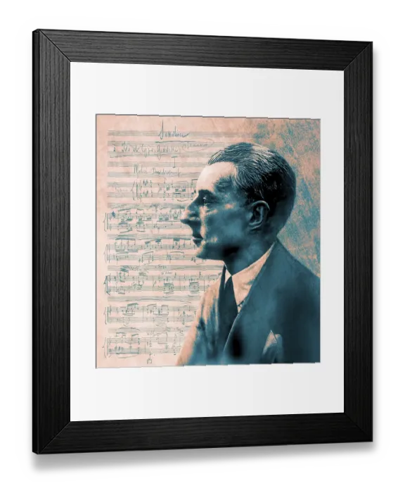 Framed Print : Joseph Maurice Ravel, 1875 - 1937, French composer, pianist and conductor, leading musician in Impressionism, 1925, sheet music from Sonatine, premier mouvement, 1905, digitally edited