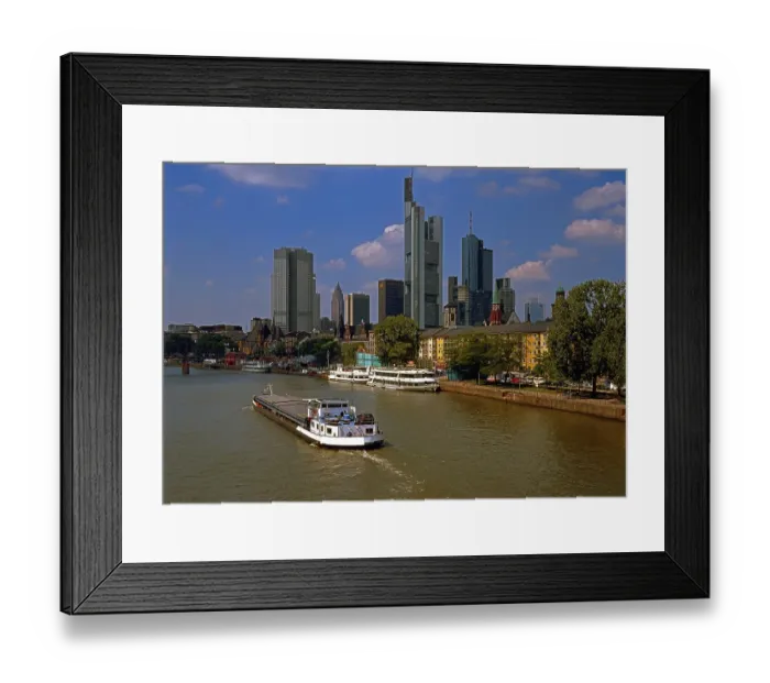 Framed Print : Skyline, banks, skyscrapers, Main, cargo ship, riverside promenade, Frankfurt am Main, Hesse, Germany, Europe Framed Print : Skyline, banks, skyscrapers, Main, cargo ship, riverside promenade, Frankfurt am Main, Hesse, Germany, Europe