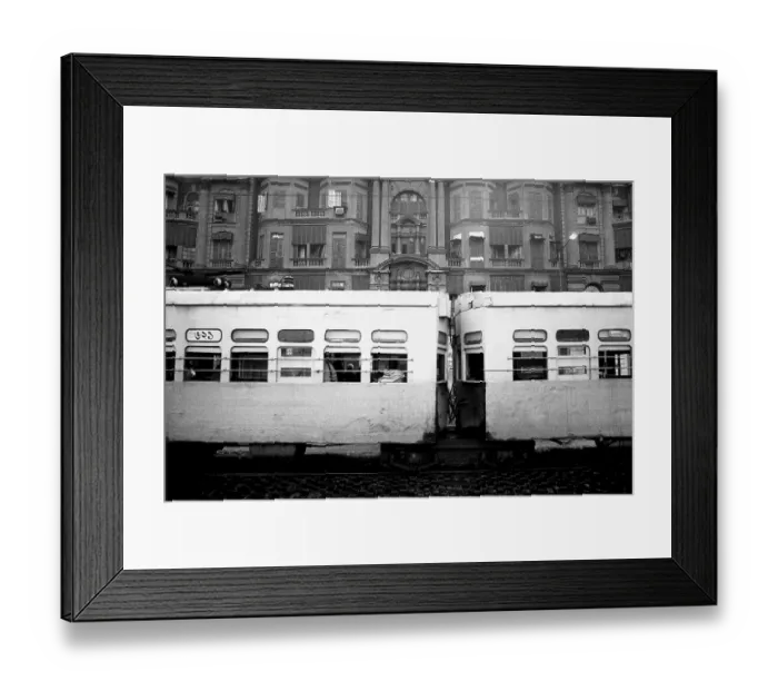 Framed Print : Electric tram at Chowringhee Calcutta Kolkata West Bengal India Asia 1989