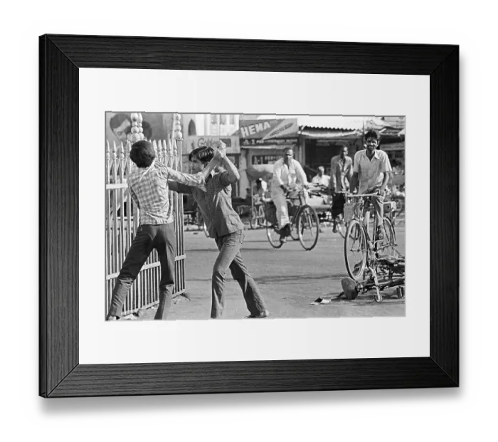 Framed Print : Men fighting on street Charminar Hyderabad Andhra Pradesh India Asia 1974