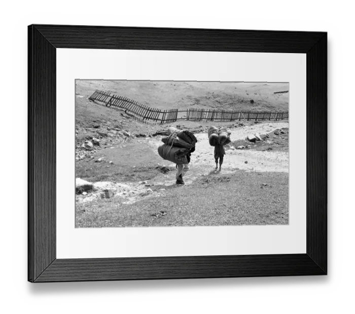 Framed Print : Two porters carrying heavy luggage Gulmarg Jammu and Kashmir India Asia 1971 Framed Print : Two porters carrying heavy luggage Gulmarg Jammu and Kashmir India Asia 1971